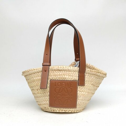 LOEWE Basket棕櫚葉草編籃子手袋焦糖色草編肩背包