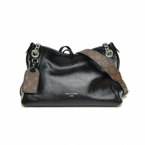 LOUIS VUITTON CARRYALLBB黑色羊皮銀扣晶片肩背包
