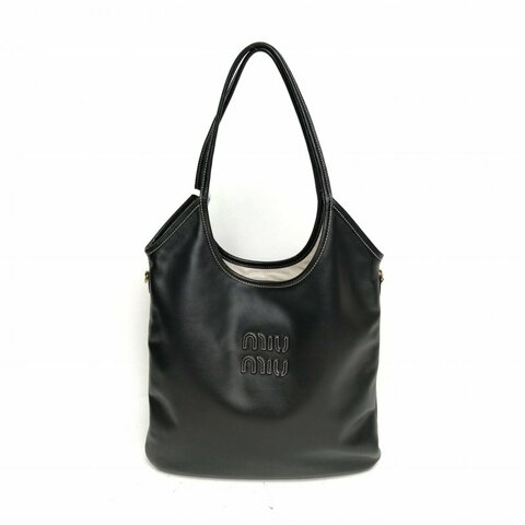 MIU MIU IVYTote托特包35黑色牛皮金扣肩背包