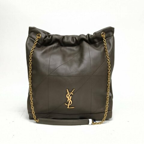 SAINT LAURENT 墨綠色羊皮金扣jamiehobo鏈條單肩包肩背包