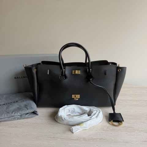 99新 Balenciaga 巴黎世家 Rodeo Drive 黑金中號手提包0底長28