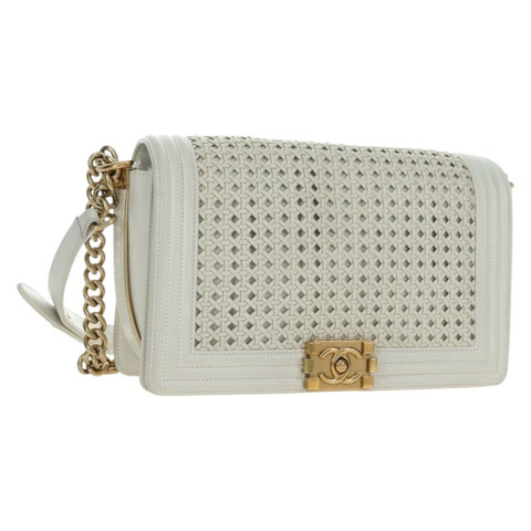 香奈兒 (CHANEL) 鏈條 Boy Chanel 單肩包 白色 金色 CC 標誌 正品 ka4428V
