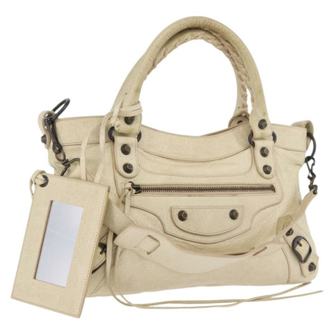 BALENCIAGA The First 手袋 皮革 2way 象牙色 103208 正品 187956V