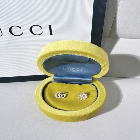 Gucci古馳 Flora AB款滿鑽耳釘