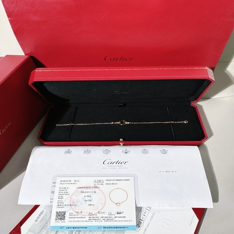 Cartier卡地亞 LOVE系列 18K玫瑰金單鑽圓餅手鍊