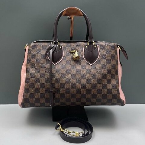 路易威登/Louis Vuitton 棋盤格牛皮拼粉手提包