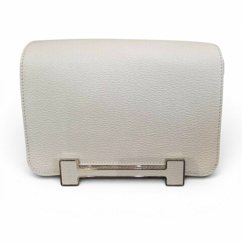 【美收精品】HERMÈS Geta 高質感奶油白色 H 磁吸銀扣木屐包  5-701