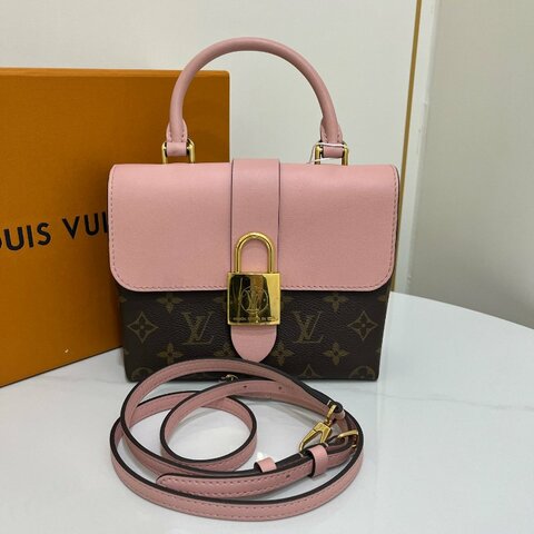 近新品 路易威登/Louis Vuitton 粉色Lock BB鎖頭包 芯片款