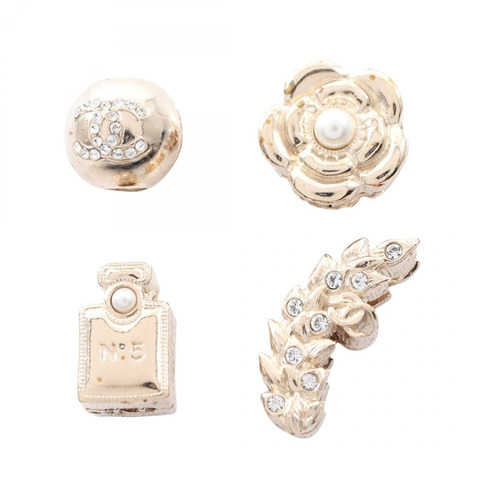 香奈兒 (CHANEL) Icon 四件組吊飾夾，鍍金鑲鑽人造珍珠，女士款