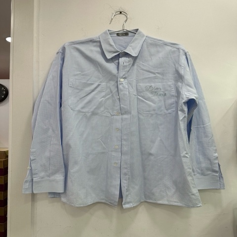 Dior x Denim Tears 字母刺繡長袖襯衫 藍白 38碼