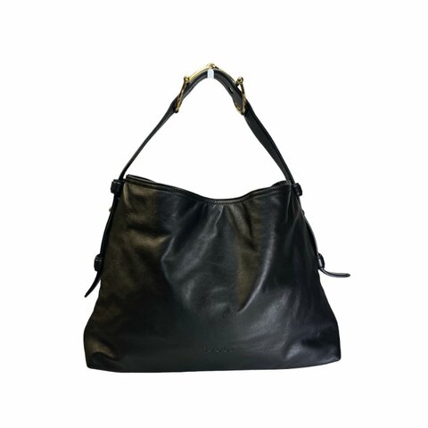 Used GUCCI Solid Medium Shoulder Shoulder Bag Black GHW