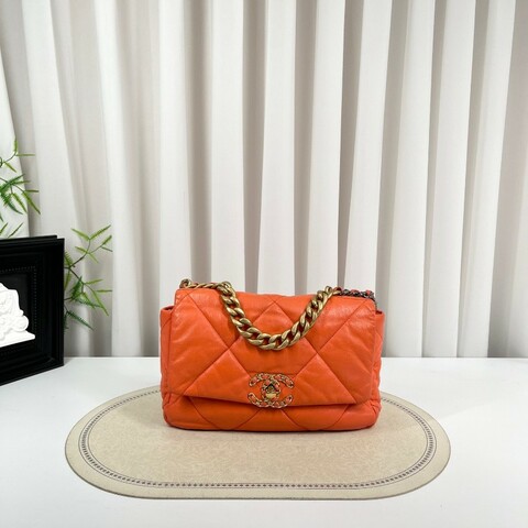 CHANEL 19Bag 菱格紋鏈條手柄 全皮小羊皮口蓋包