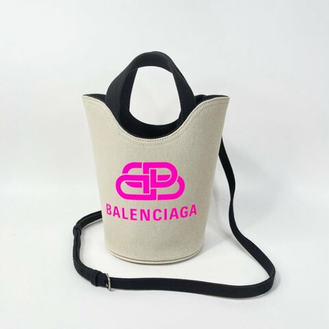 BALENCIAGA WAVE BB 印花帆布水桶包