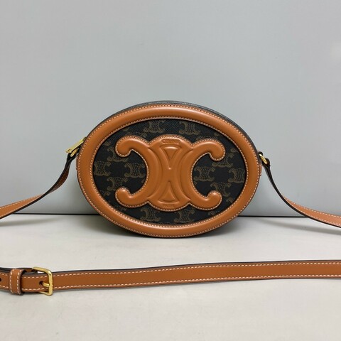 Celine 凱旋門焦糖色老花大號月餅包