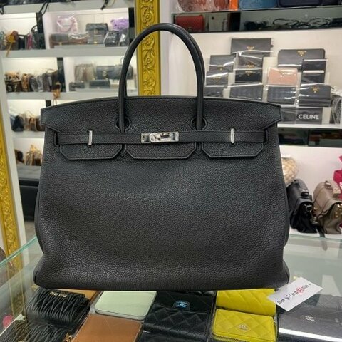 東區正精品㊣HERMES BIRKIN 40cm 愛馬仕黑色銀釦柏金包手提包 框框O刻 RZ6515