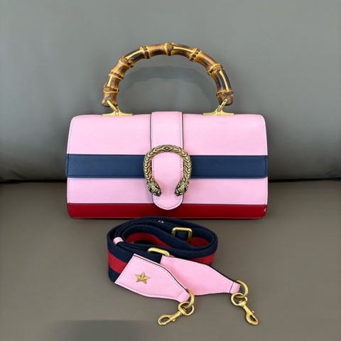 古馳/Gucci 竹節酒神包 三色拼接 虎頭扣