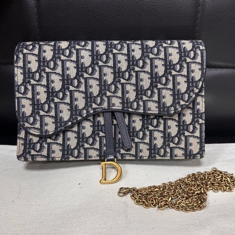 迪奧/Dior  99新經典藍白印花單肩斜挎包20*3*14cm
