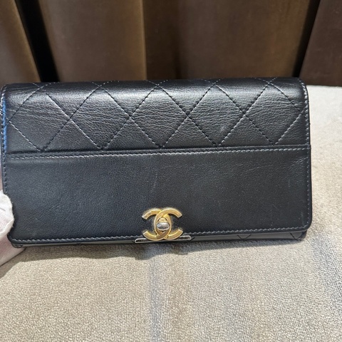 Chanel/香奈兒 29開 CF長款錢包 / CF長夾經典菱格紋 金色雙C扣