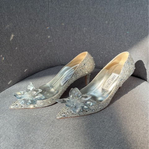莉亞精品♡ Jimmy Choo 灰姑娘水晶跟鞋 36.5 二手美鞋
