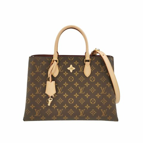 Louis Vuitton (LV) FlowerTote植鞣革Monogram印花單肩包晶片款