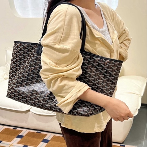 Goyard/戈雅 黑色 Tote托特包購物袋小號 老花子母包單肩包