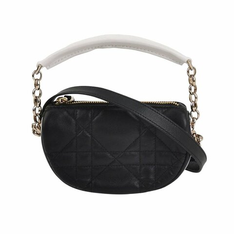 Dior Vibe Hobo Bag超迷你羊皮拼色藤格紋單肩包