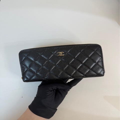 CHANEL｜ 經典款拉鏈長夾 黑金