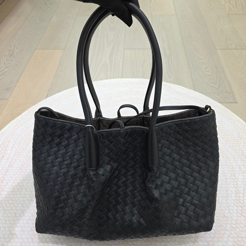 BV/葆蝶家 pinacoteca tote 黑色中號編織托特包單肩包