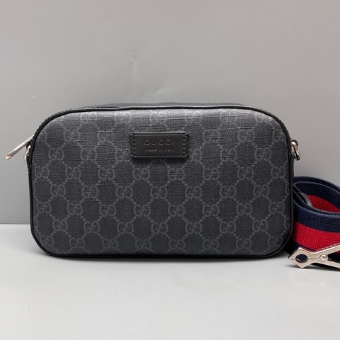 GUCCI 古馳黑花Supreme相機包