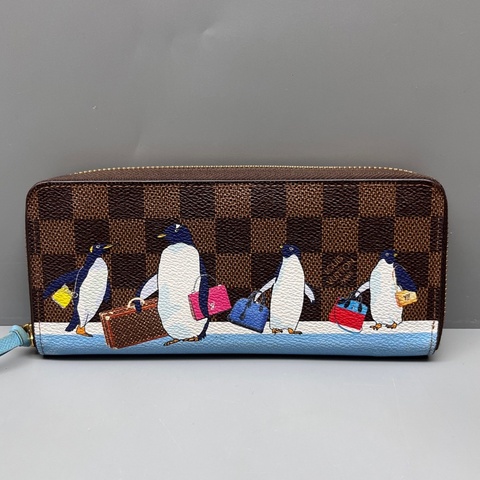 LV 路易威登 棕棋盤格印花長款拉鍊錢包