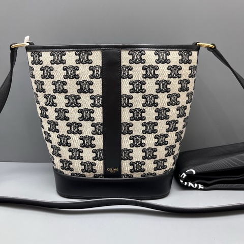 CELINE 塞琳 凱旋門老花刺繡水桶包