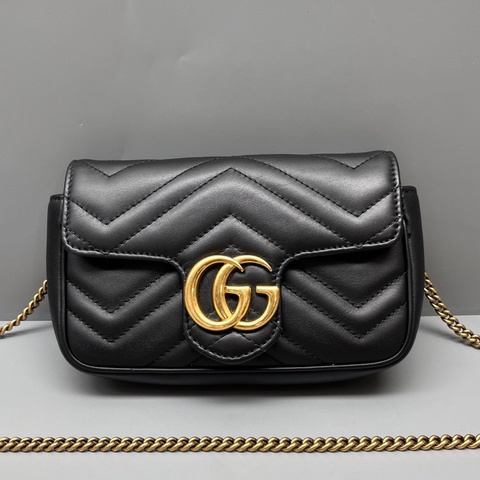 GUCCI 古馳黑色marmont mini鏈條包
