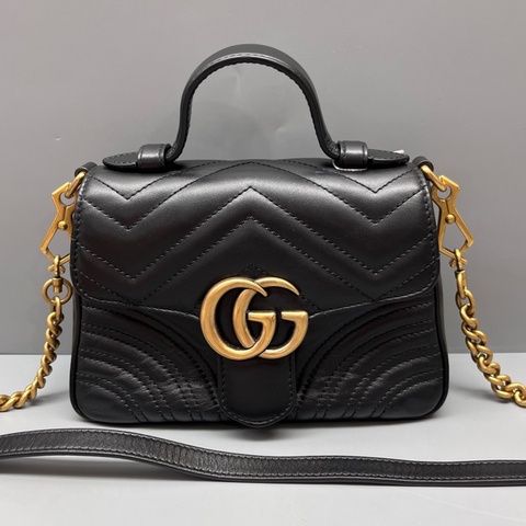 GUCCI 古馳黑色小號mamrmont郵差包
