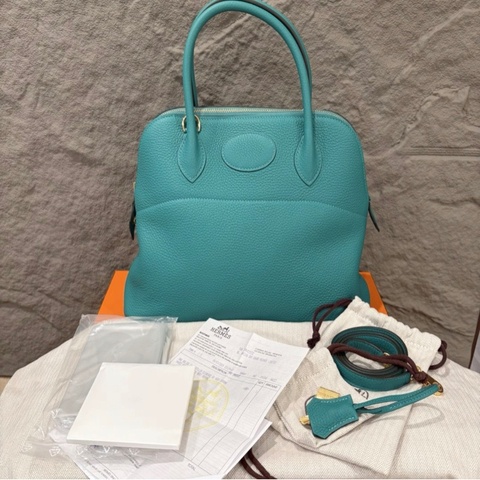 有購證✨ hermes bolide 31 D刻(2019年）tc皮 u1维罗纳绿金扣