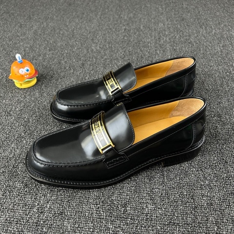 Dior迪奧黑色徽標樂福鞋 尺碼：38