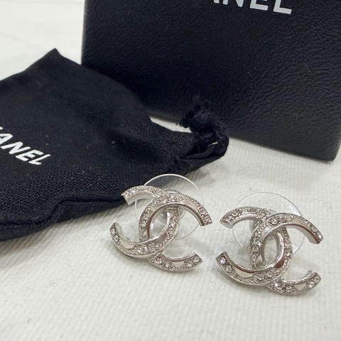 Chanel 香奈兒 雙C 鑲鑽 耳針 耳環