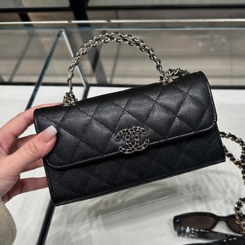 💎Chanel香奈兒｜26p黑金荔枝牛皮橫版Kelly｜99新芯片款