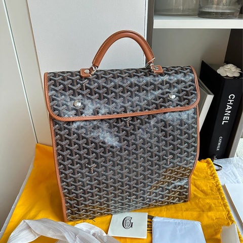 Goyard • 經典老花拼金棕色Saint Lager後背包