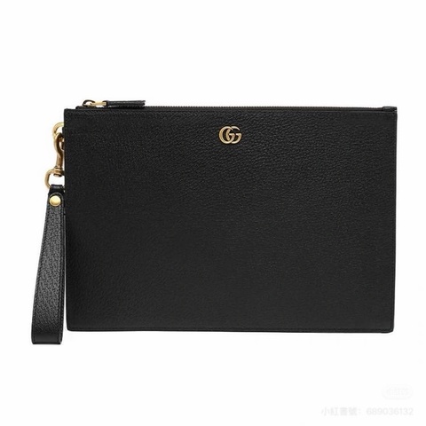 Gucci • 經典黑金牛皮手拿包