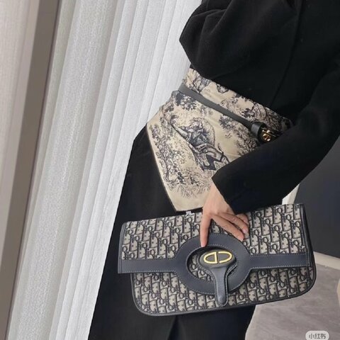 DIOR Oblique老花可折疊手拿包 39*32. 5*0.5 98新配件盒子 塵袋 保卡