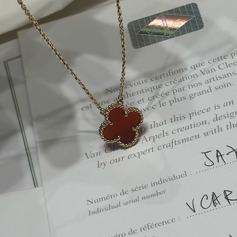 VCA梵克雅寶紅中花項鍊 附件 證書