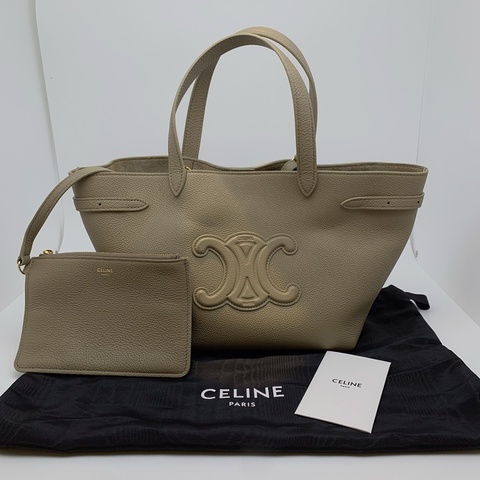 95新 賽琳/Celine CabasAnais手提托特荔枝紋凱旋門