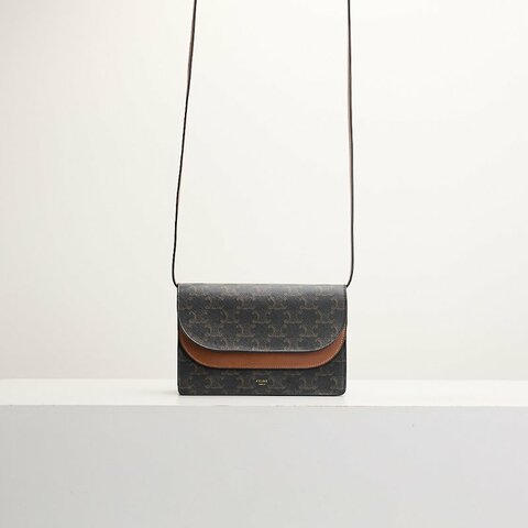 二手Celine woc老花信封包 棕