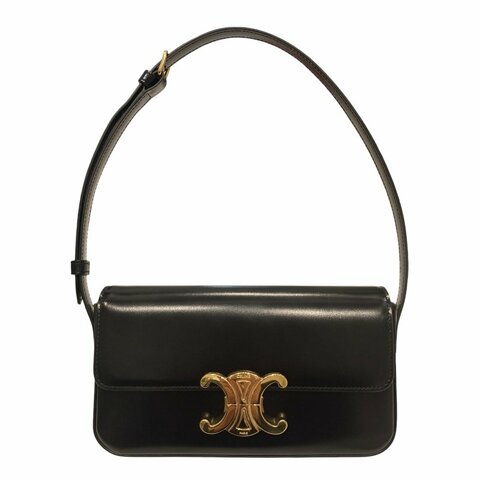 CELINE 思琳 CELINE TRIOMPHE  肩背包 皮革 黑色 金釦
