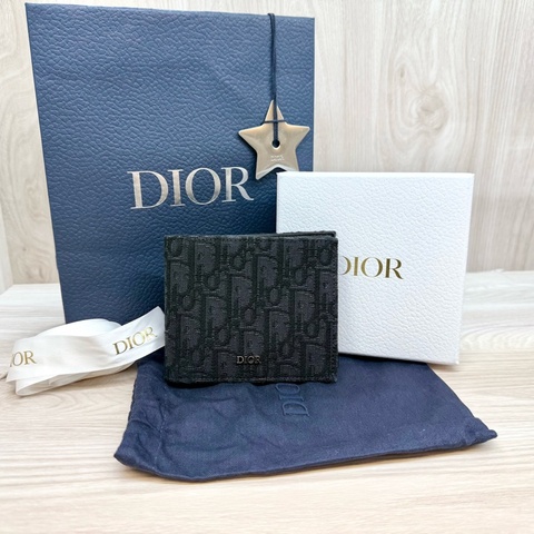 Dior🖤黑灰緹花對開短夾2OBBH027YSE_H03E