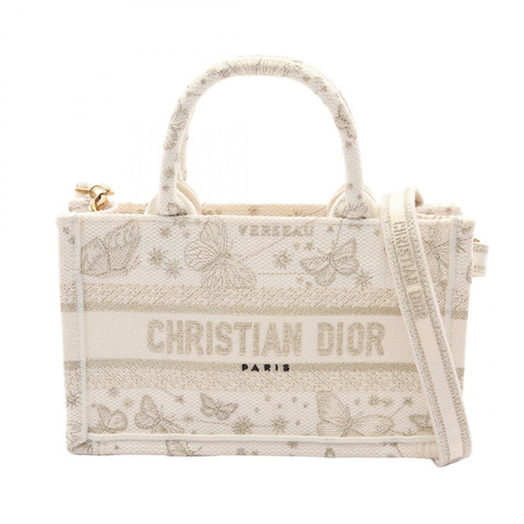 Dior BOOK TOTE 迷你蝴蝶肩背包 S5573CESU 帆布 白色 金色 舊款 logo