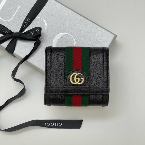 GUCCI OPHIDIA GG織帶 中夾 黑色