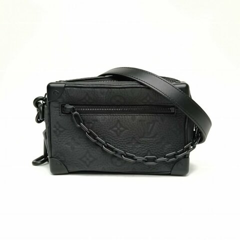 LOUIS VUITTON SoftTrunk軟盒子包迷你黑色牛皮晶片肩背包