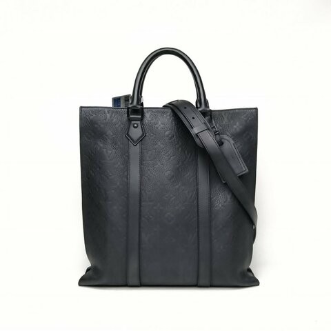 LOUIS VUITTON SACPLATCROSS琴譜托特包黑色牛皮晶片肩背包