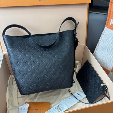 閒置新 路易威登/Louis Vuitton 黑色全皮All in BB大號 肩背包